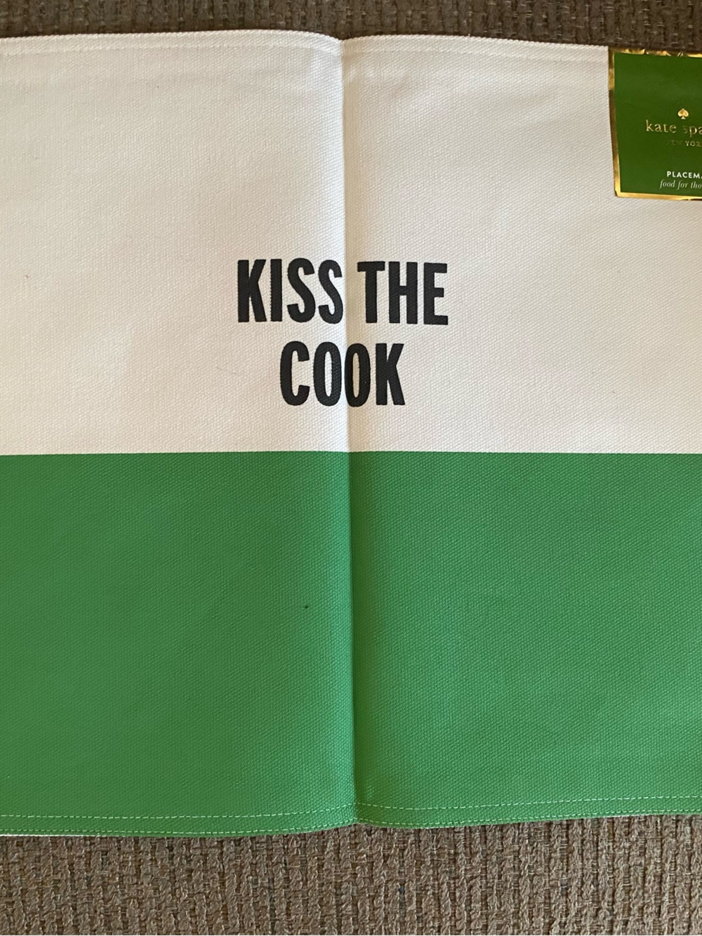 Kate Spade Placemat Kiss the Cook - Green and White